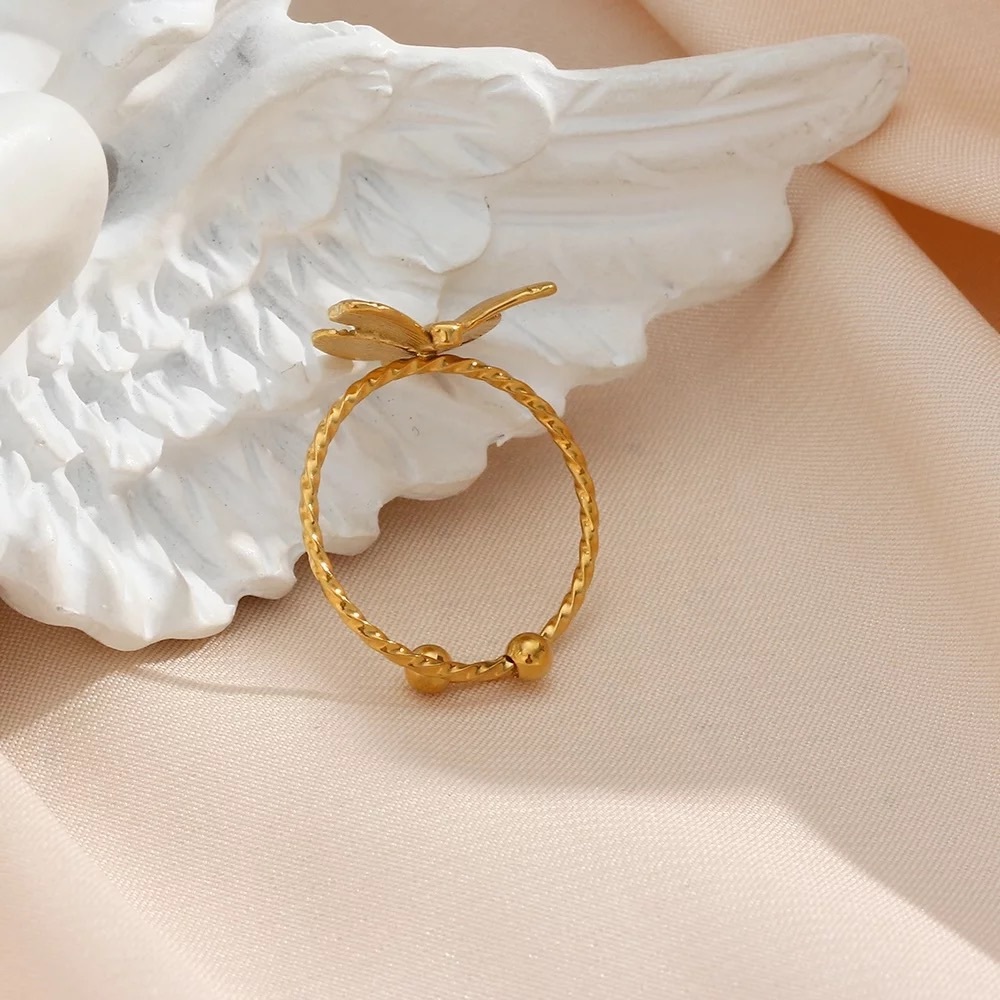 Dainty Butterfly Ring, Open Ring, Adjustable Ring , 18k Gold Buttefly Ring - Picture 5 of 5